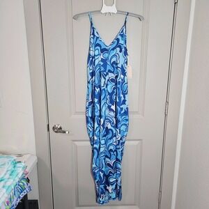NEW Van Winkle & Co Tank Maxi Nightgown Women Small Blue Boho